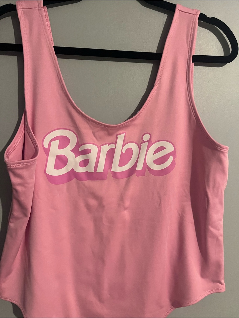 Barbie Pink One-Piece Swimsuit with White Logo - Picture 2 of 4